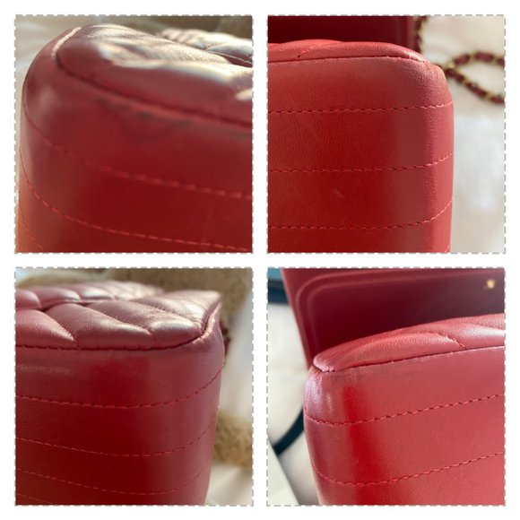 CHANEL Red Jumbo Chevron Classic Flap Handbag Shoulder Bag - Picture 15 of 15